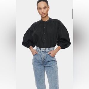 Anine Bing Black Puff Sleeve Top